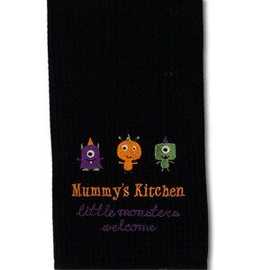 "Mummy's Kitchen, Little Monsters Welcome" 18 x 27 Halloween Kitchen Towel